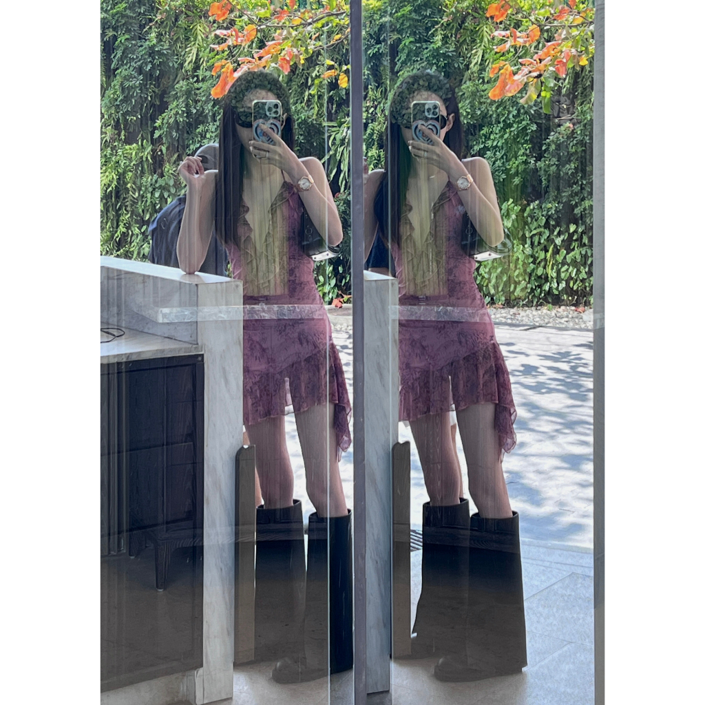 Đầm Quấn Cổ In Hoa Y2K Kiểu Pháp