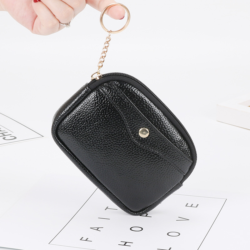 Ví Mini Bằng Da PU Mềm Có Khóa Kéo Phong Cách Hàn Quốc Thời Trang Cho Nữ
