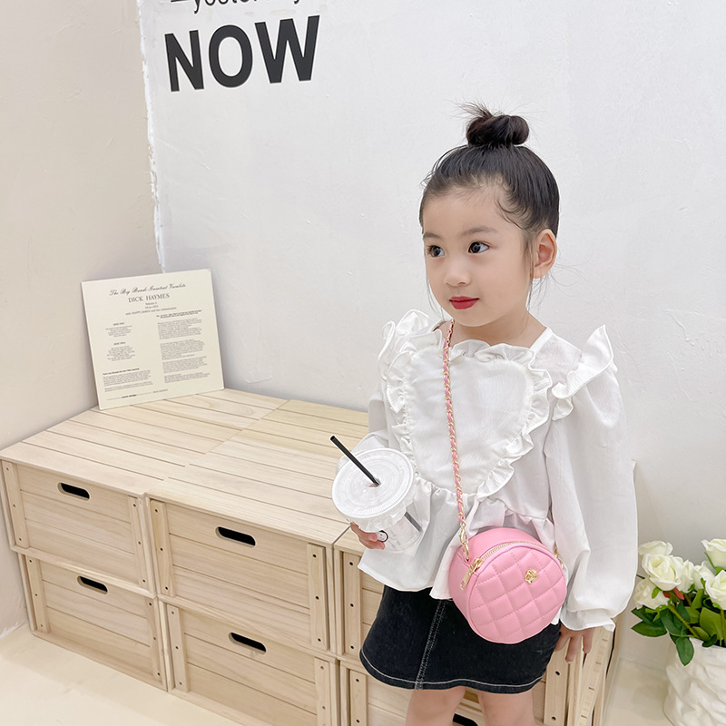 Túi Xách Đeo Vai Hình Tròn Nhỏ Thêu Họa Tiết Đính Ngọc Trai Thời Trang Mùa Hè Cho Bé Gái