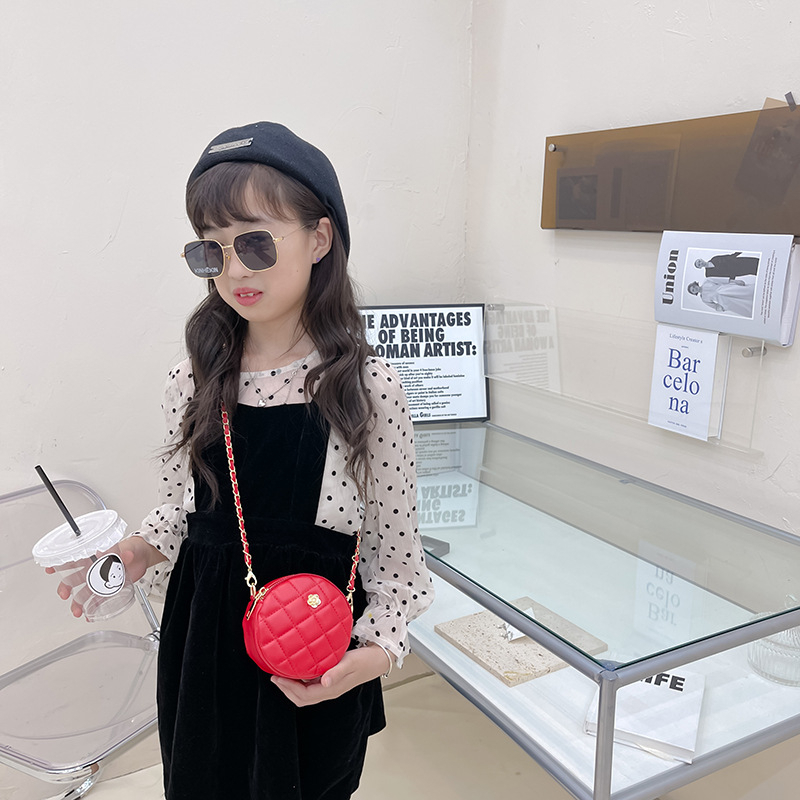 Túi Xách Đeo Vai Hình Tròn Nhỏ Thêu Họa Tiết Đính Ngọc Trai Thời Trang Mùa Hè Cho Bé Gái