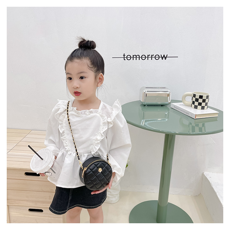 Túi Xách Đeo Vai Hình Tròn Nhỏ Thêu Họa Tiết Đính Ngọc Trai Thời Trang Mùa Hè Cho Bé Gái