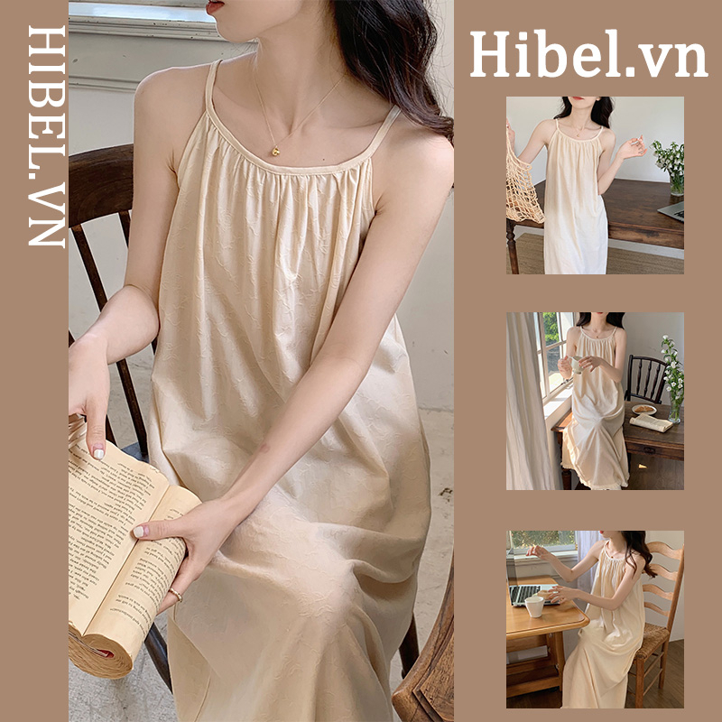 {Hibei} Đầm Ngủ Hai Dây Không Tay Có Thể Mặc Ở Nhà / Đi Biển Mùa Hè 2023 Phong Cách Thái Lan