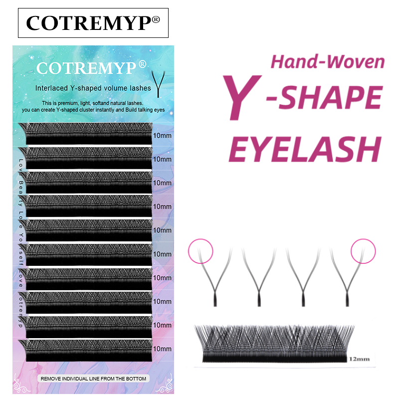 COTREMYP Lông mi giả bằng vải lông chồn mềm mại tự nhiên hình chữ Y