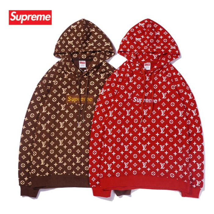 Áo hoodie Vải cotton Thêu Chữ Supreme & Louis v Thời Trang Cho Nam Và Nữ