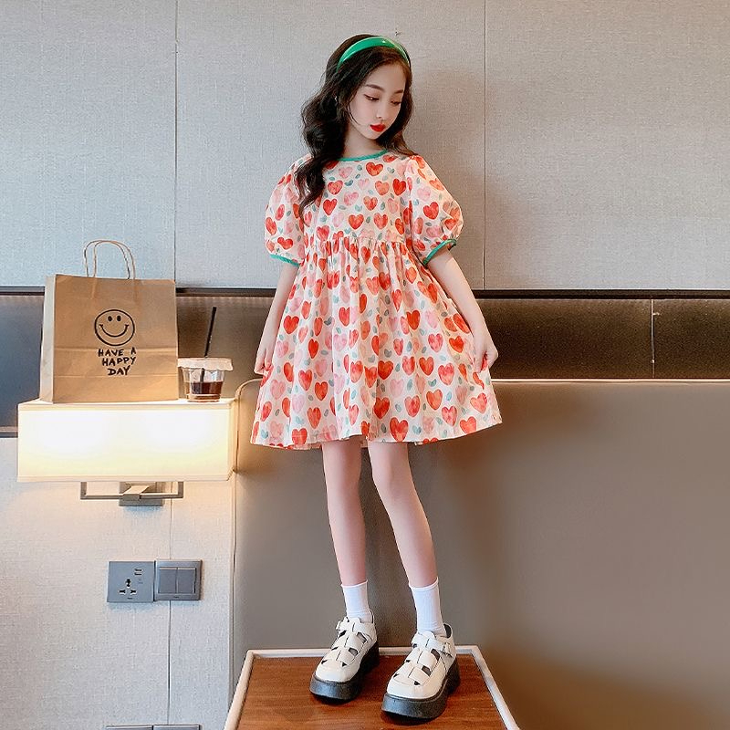 Đầm Công Chúa Mùa Hè Tay Cộc in Họa Tiết Hoa Thời Trang Hàn Quốc Cho Bé Gái 3-14 Tuổi
