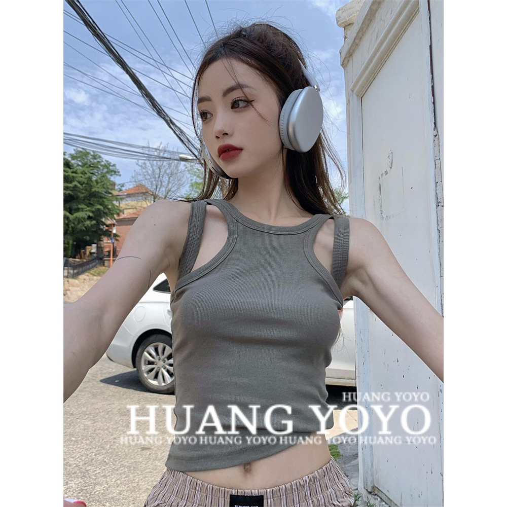 Áo Croptop Sát Nách Màu Trơn Dáng Ôm Thời Trang Mùa Hè Cho Nữ