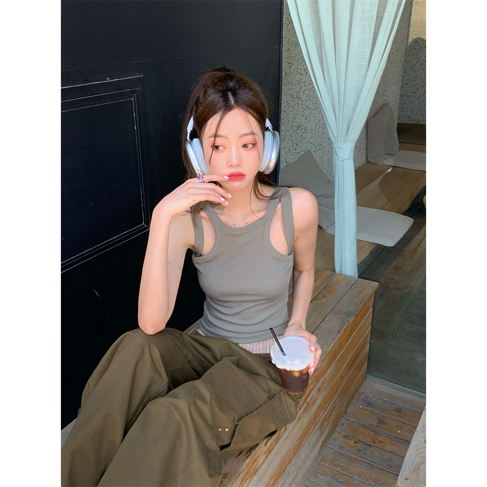 Áo Croptop Sát Nách Màu Trơn Dáng Ôm Thời Trang Mùa Hè Cho Nữ