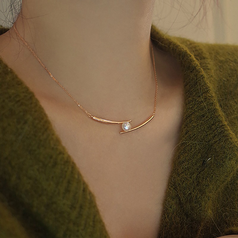 Vòng cổ Ngọc Trai Mặt Thánh Giá Màu Vàng Thời Trang Hàn Quốc Chất Lượng Cao Làm Quà Tặng