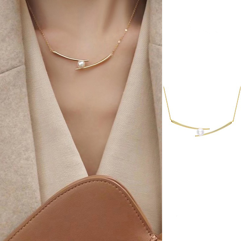 Vòng cổ Ngọc Trai Mặt Thánh Giá Màu Vàng Thời Trang Hàn Quốc Chất Lượng Cao Làm Quà Tặng