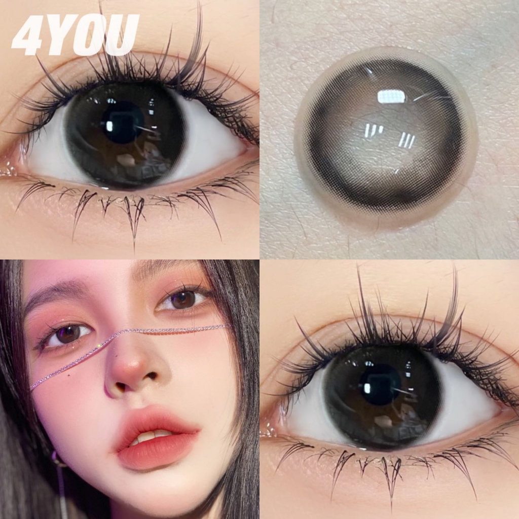 Set 2 Thấu Kính 4 Loại 0 ~ - 8.00  Màu Đen Tự Nhiên Thoải Mái Dễ Thương 14.2mm