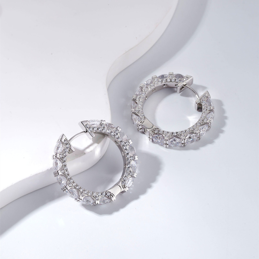 ZC-001   bông tai bạc 925 cho nữ, Bông tai zircon 4.2mm*25mm