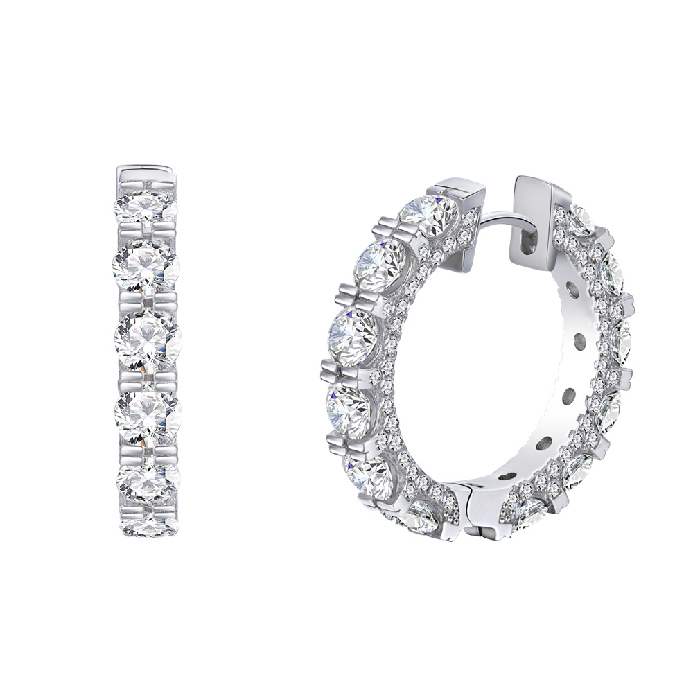 ZC-001   bông tai bạc 925 cho nữ, Bông tai zircon 4.2mm*25mm