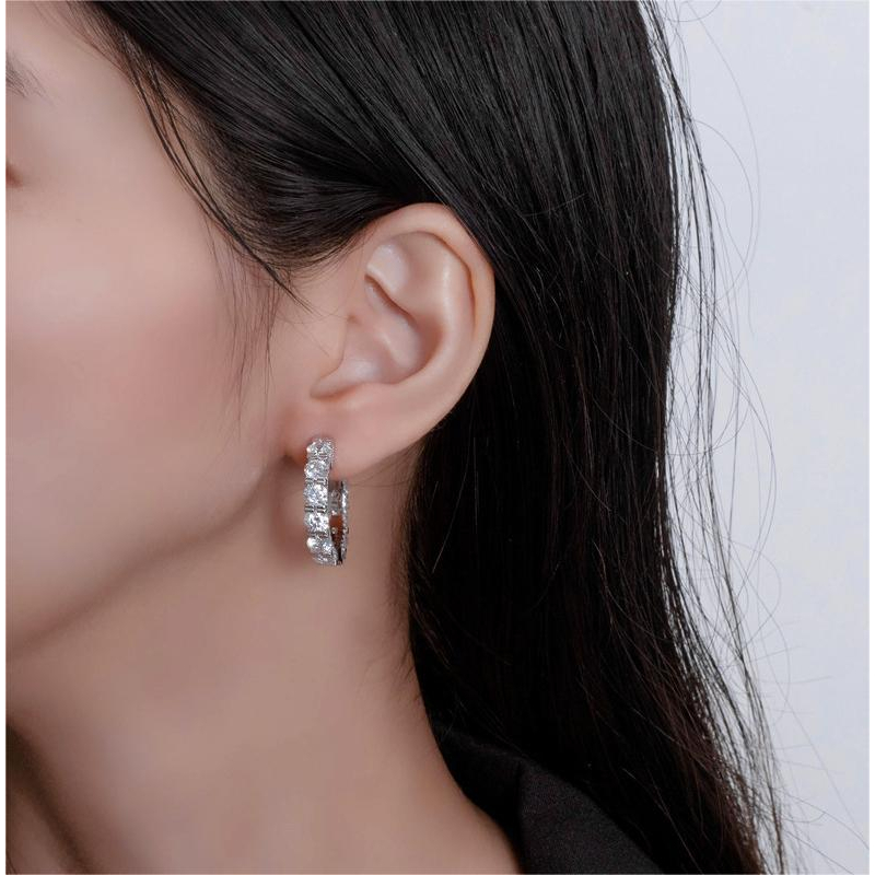 ZC-001   bông tai bạc 925 cho nữ, Bông tai zircon 4.2mm*25mm