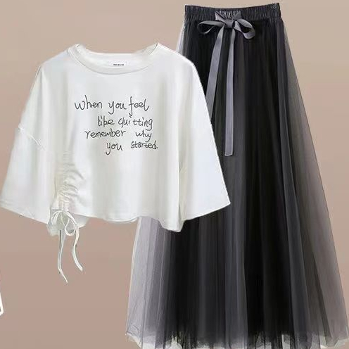 Bộ Áo Thun Dáng Rộng + Chân Váy Thiết Kế Ngọt Ngào Thời Trang Mùa Hè Cho Nữ