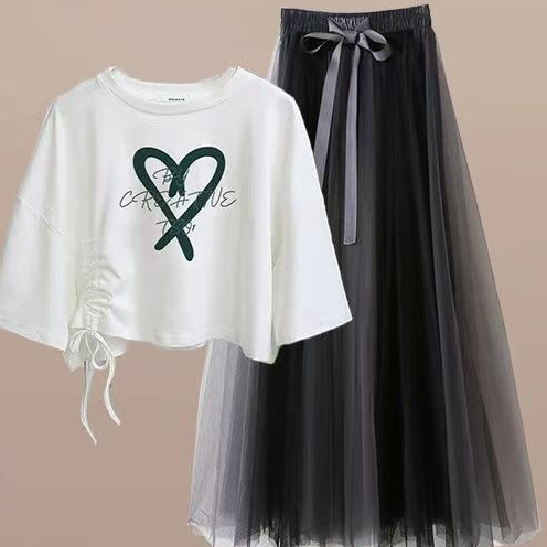 Bộ Áo Thun Dáng Rộng + Chân Váy Thiết Kế Ngọt Ngào Thời Trang Mùa Hè Cho Nữ