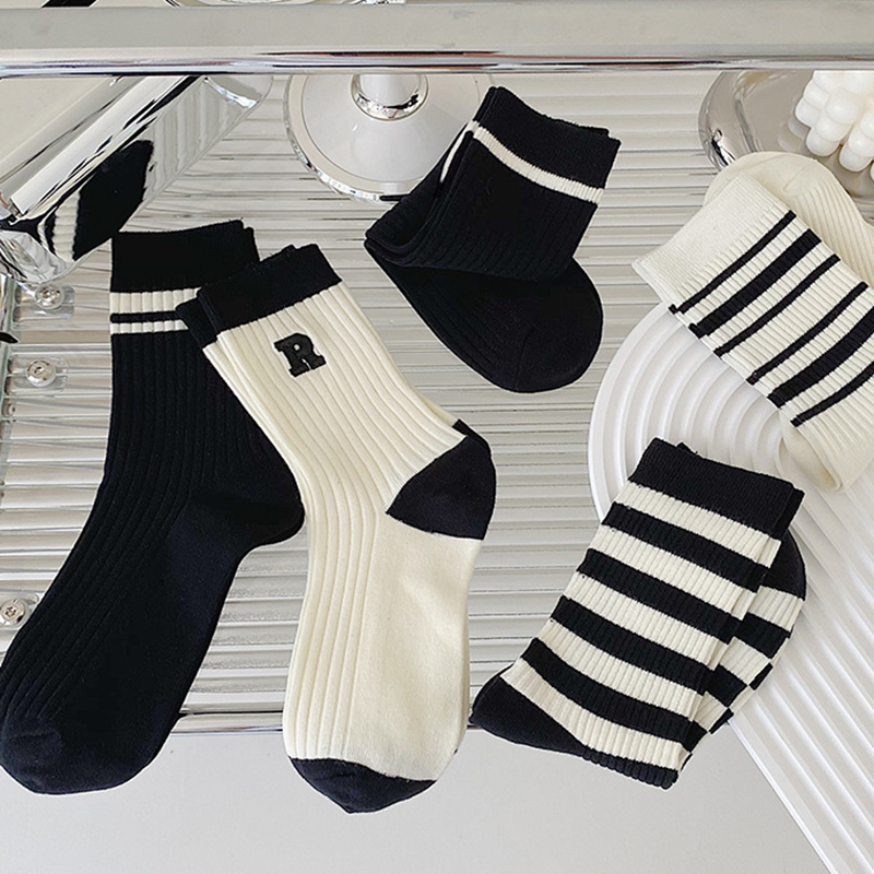 FHYL Vớ Cotton Họa Tiết Kẻ Sọc Phong Cách Hàn Quốc Thời Trang Xuân Hè Cho Nữ