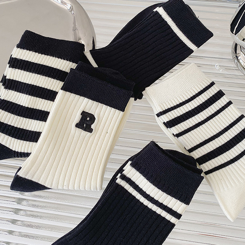 FHYL Vớ Cotton Họa Tiết Kẻ Sọc Phong Cách Hàn Quốc Thời Trang Xuân Hè Cho Nữ