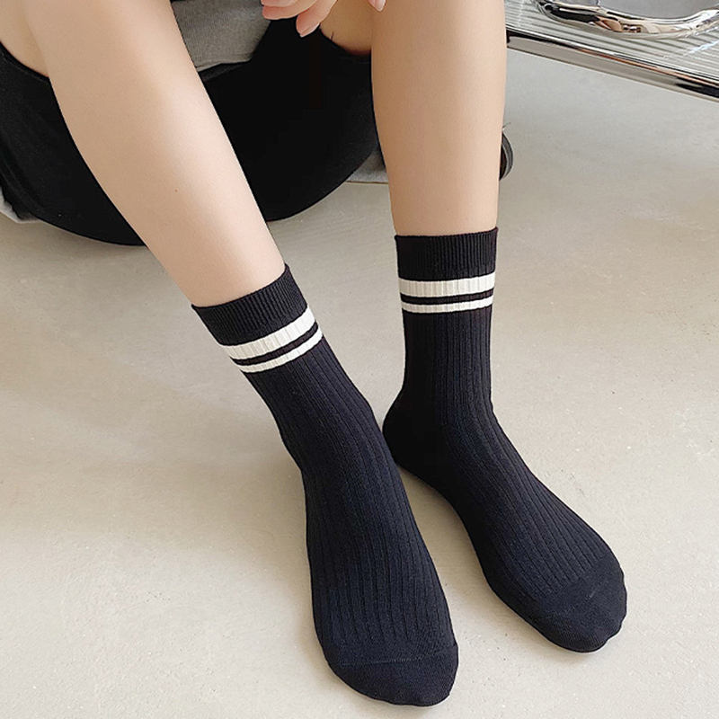 FHYL Vớ Cotton Họa Tiết Kẻ Sọc Phong Cách Hàn Quốc Thời Trang Xuân Hè Cho Nữ