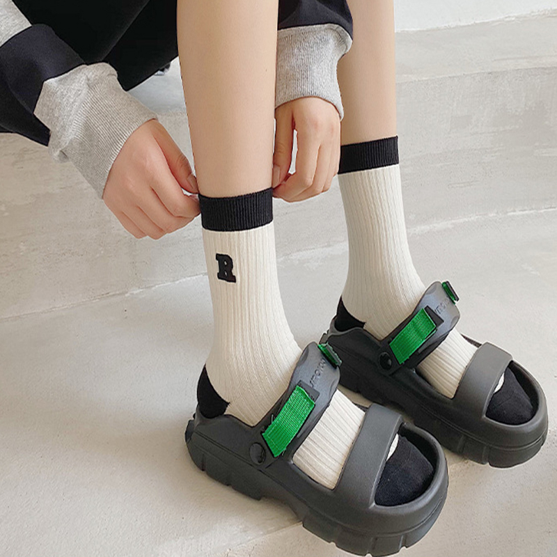 FHYL Vớ Cotton Họa Tiết Kẻ Sọc Phong Cách Hàn Quốc Thời Trang Xuân Hè Cho Nữ