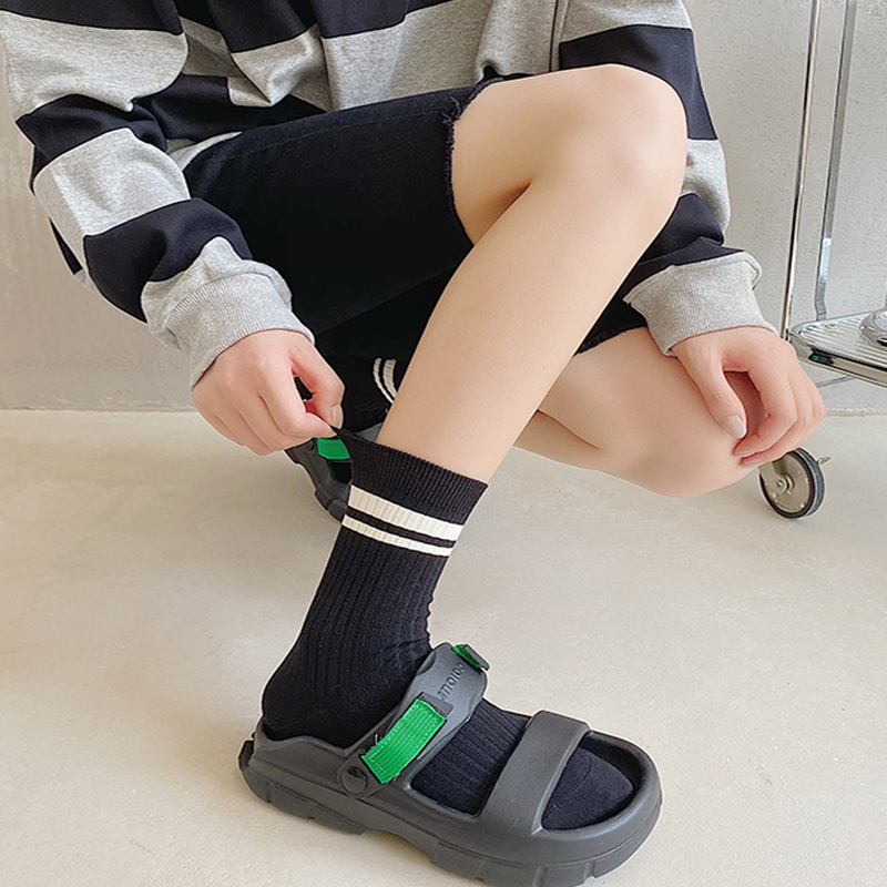 FHYL Vớ Cotton Họa Tiết Kẻ Sọc Phong Cách Hàn Quốc Thời Trang Xuân Hè Cho Nữ