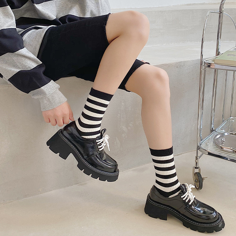 FHYL Vớ Cotton Họa Tiết Kẻ Sọc Phong Cách Hàn Quốc Thời Trang Xuân Hè Cho Nữ