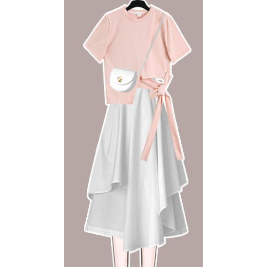 Set Áo Thun Ngắn Tay Form Rộng Và Chân Váy Phong Cách Hàn Quốc Dành Cho Nữ