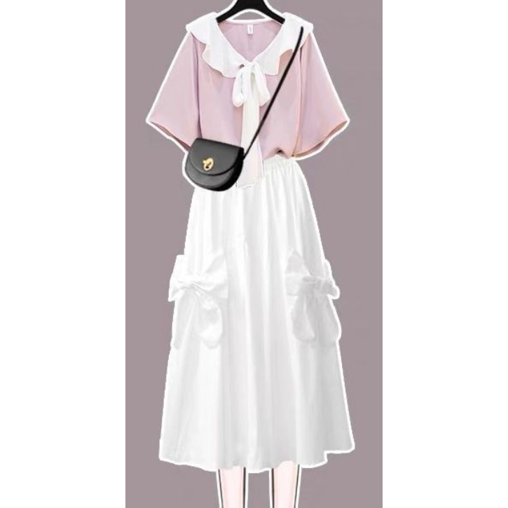 Set Áo Thun Ngắn Tay Form Rộng Và Chân Váy Phong Cách Hàn Quốc Dành Cho Nữ