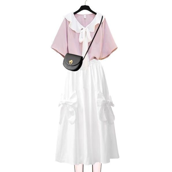 Set Áo Thun Ngắn Tay Form Rộng Và Chân Váy Phong Cách Hàn Quốc Dành Cho Nữ