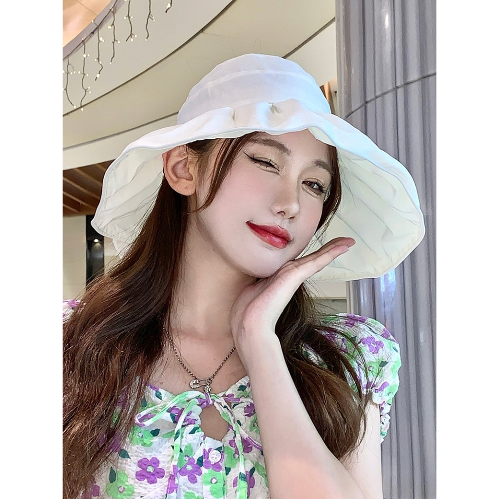Nón Tai Bèo Vành Rộng Hở Chóp Che Phủ Toàn Diện Chống Tia Cực Tím Thời Trang Mùa Hè Cho Nữ