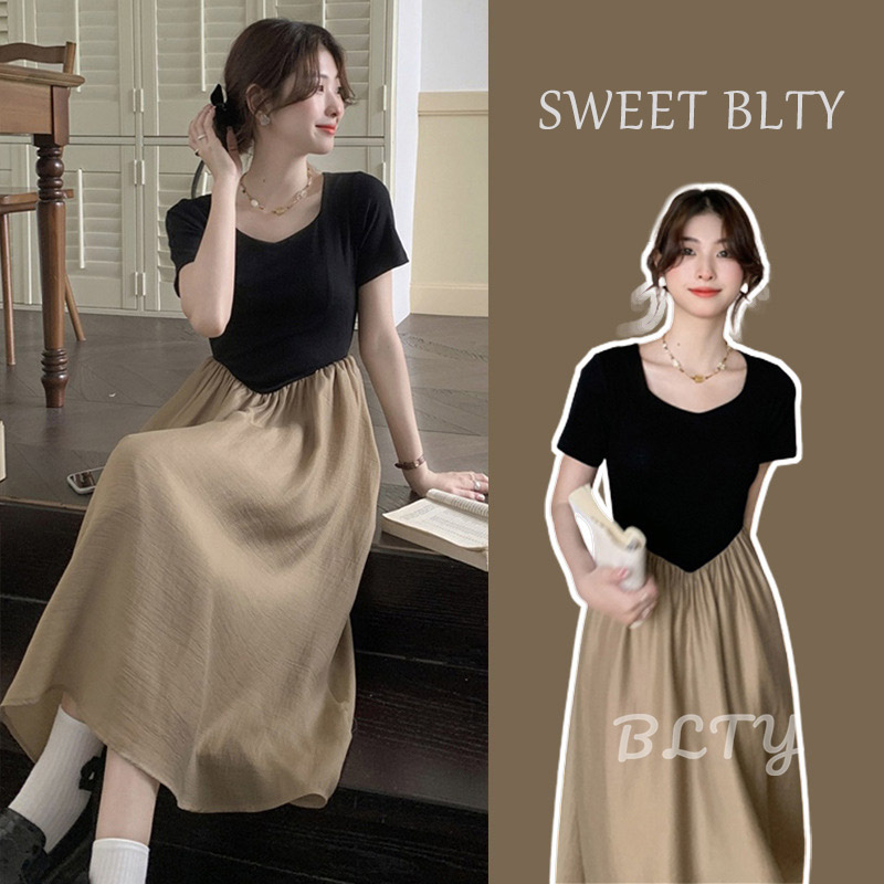 BLTY Đầm Dài Khâu Nhẹ Nhàng Phong Cách Hàn Quốc Cho Nữ