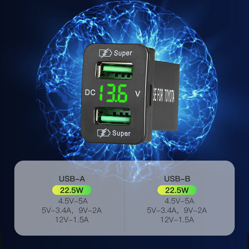 Tẩu Sạc Hai Cổng USB 45W 12-24V Cho Xe Hơi Toyota