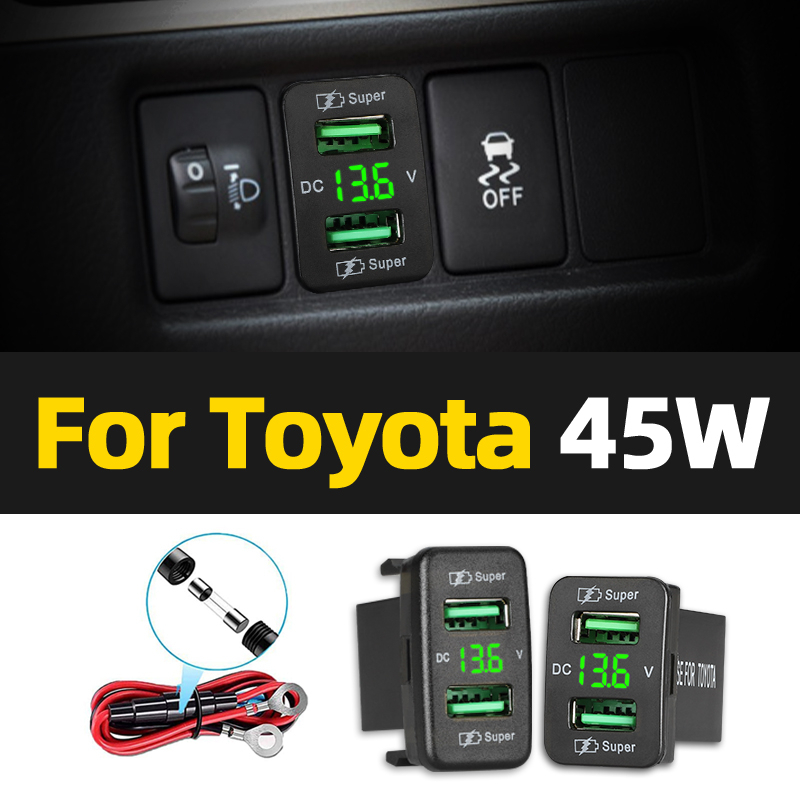 Tẩu Sạc Hai Cổng USB 45W 12-24V Cho Xe Hơi Toyota