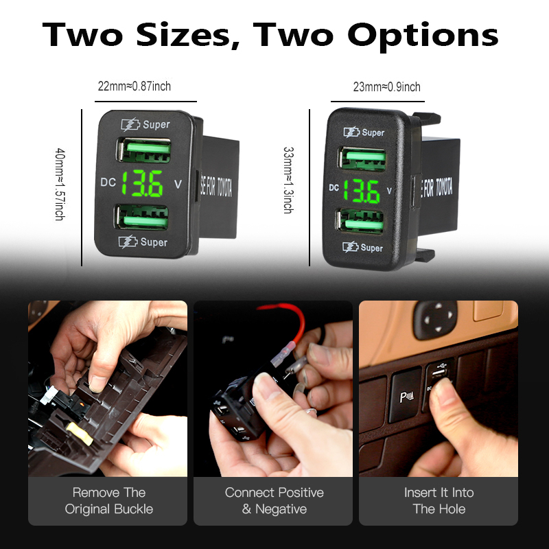 Tẩu Sạc Hai Cổng USB 45W 12-24V Cho Xe Hơi Toyota