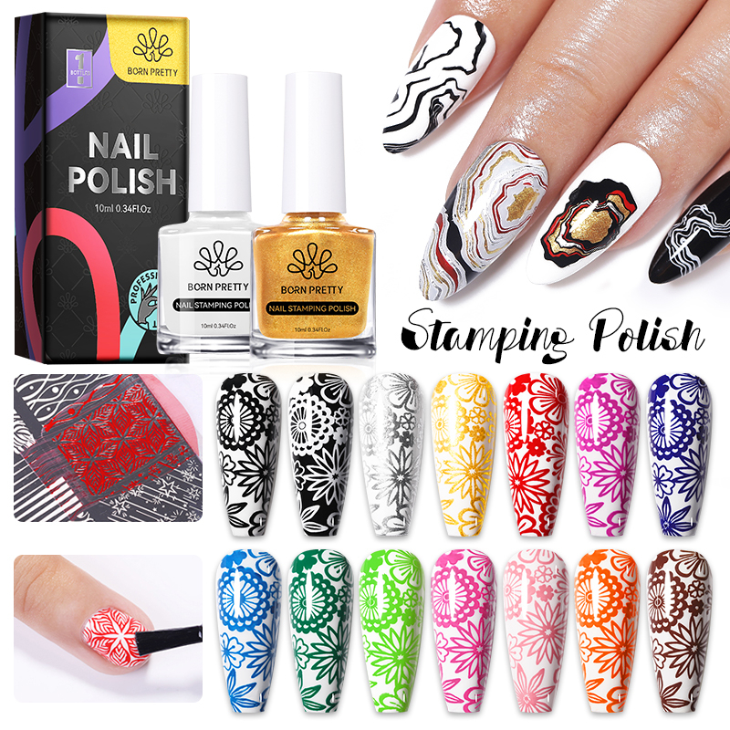 Nước Sơn Móng Tay BORN PRETTY 10ml Màu Vàng / Bạc / Đen / Trắng