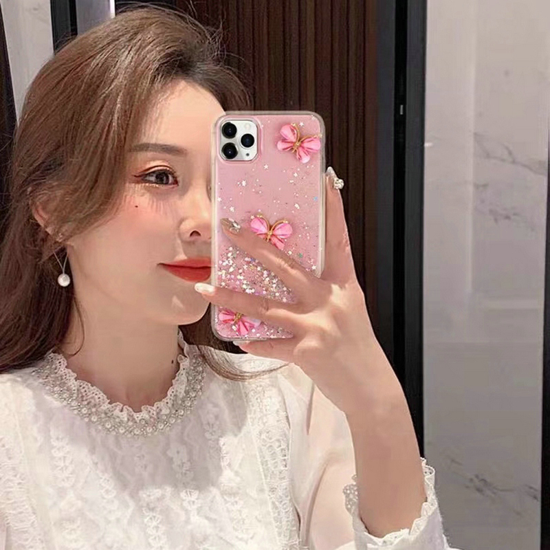 Casing Samsung Galaxy S23 Ultra S22 Plus S21 S20 FE S23+ S22+ ins Crystal Butterfly Clear Epoxy Anti-fall Soft Phone Case Cute Buling Star Glitter Back Cover QH 03