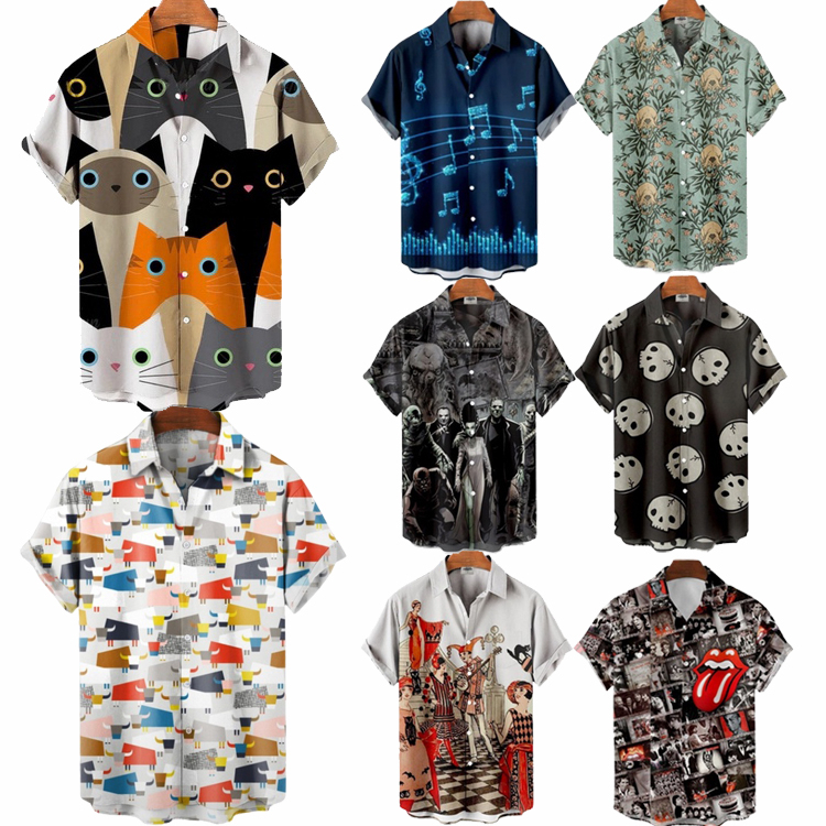 Áo Sơ Mi Tay Ngắn Dáng Rộng In Họa Tiết Hoạt Hình Hawaii 3D Thời Trang Mùa Hè 2023 Cho Nam