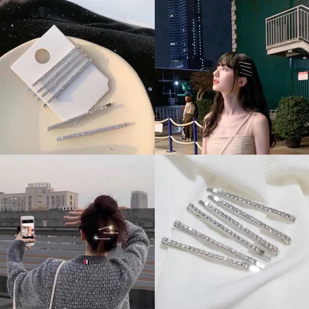 Kẹp Tóc Một Bên Đính Đá Lấp Lánh Phong Cách Nhật Bản Dễ Thương Cho Nữ