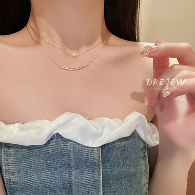 DREJEW Vòng cổ Hai Lớp Đính Ngọc Trai Nhân Tạo Thời Trang Dành Cho Nữ
