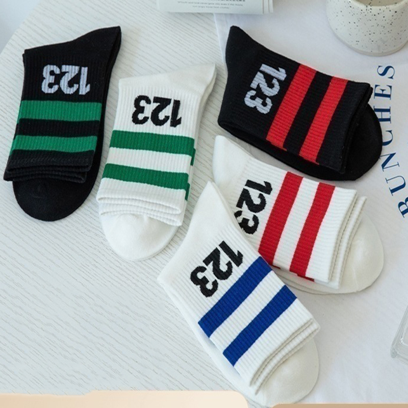 FHYL Đôi Tất Chân Thể Thao Họa Tiết Sọc Thời Trang Cho Nữ