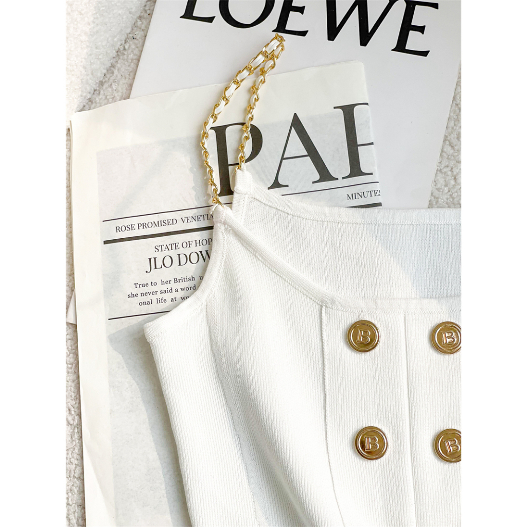 Áo Hai Dây Lửng Ngực Đôi Ngắn Phong Cách Phương Tây Thời Trang Mùa Hè Dành Cho Nữ