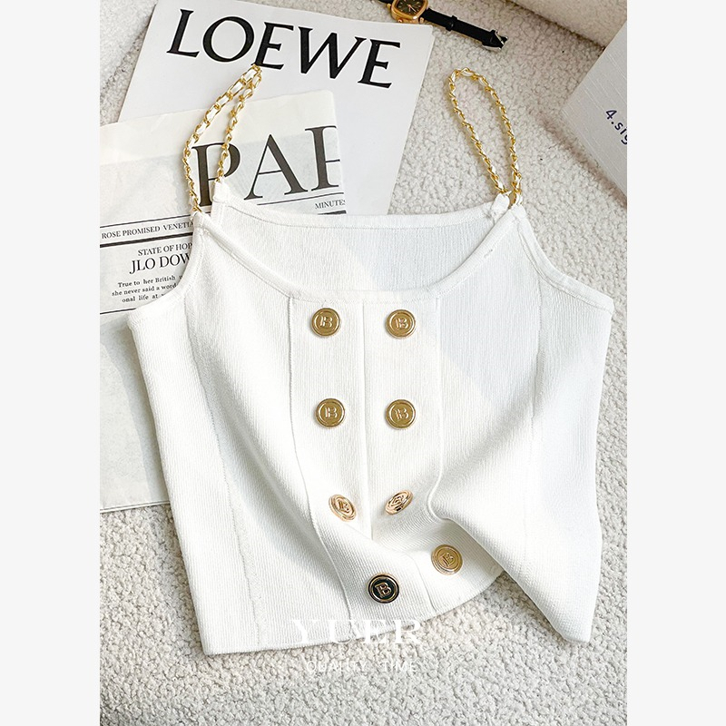 Áo Hai Dây Lửng Ngực Đôi Ngắn Phong Cách Phương Tây Thời Trang Mùa Hè Dành Cho Nữ