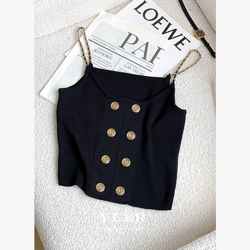 Áo Hai Dây Lửng Ngực Đôi Ngắn Phong Cách Phương Tây Thời Trang Mùa Hè Dành Cho Nữ