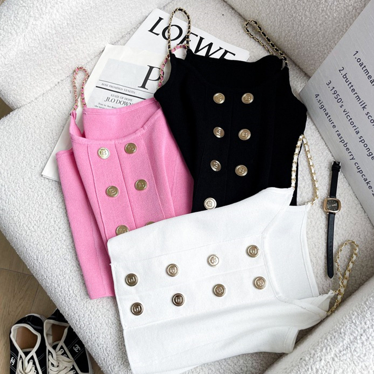 Áo Hai Dây Lửng Ngực Đôi Ngắn Phong Cách Phương Tây Thời Trang Mùa Hè Dành Cho Nữ