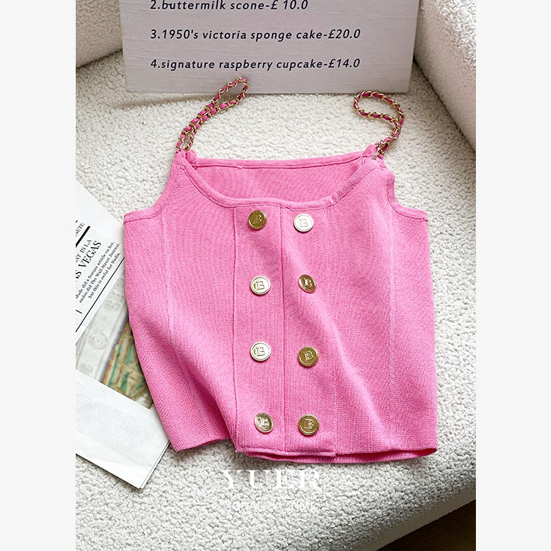 Áo Hai Dây Lửng Ngực Đôi Ngắn Phong Cách Phương Tây Thời Trang Mùa Hè Dành Cho Nữ