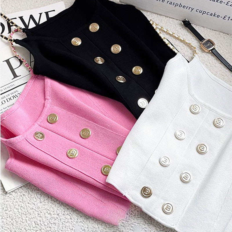 Áo Hai Dây Lửng Ngực Đôi Ngắn Phong Cách Phương Tây Thời Trang Mùa Hè Dành Cho Nữ