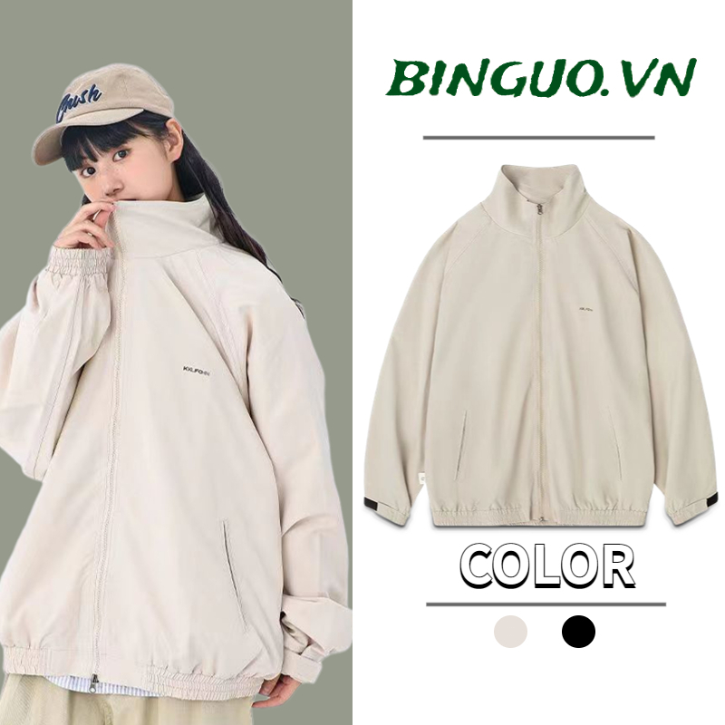 Áo khoác bomber bóng chày nữ nam Hàn Quốc Thời trang trơn cực siêu chất áo khoác gió 2 lớp fashion tiêu chuẩn dây kéo áo khoác jacket unisex