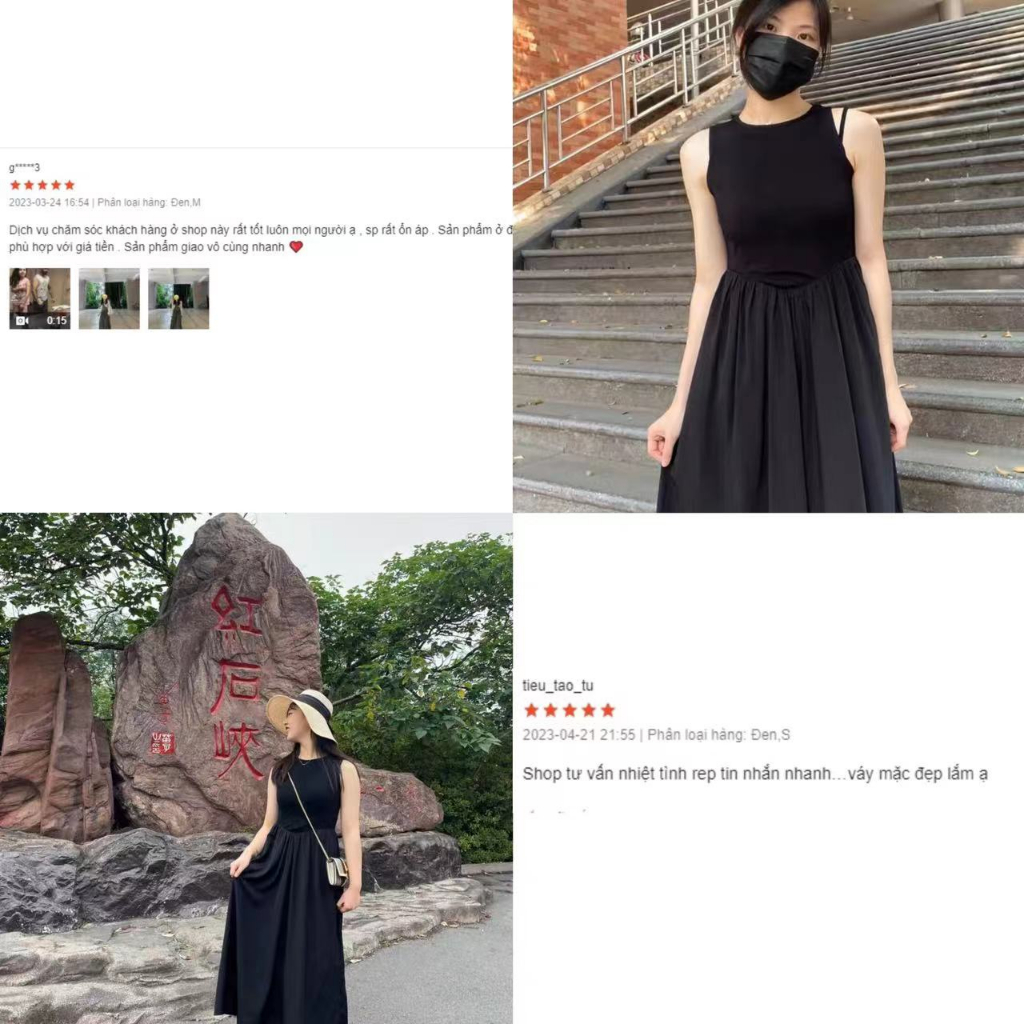 🎀váy 2 dây Đầm Dài Sát Nách Màu Đen Phong Cách Pháp Thời Trang Mùa Hè Cao Cấp Cho Nữ