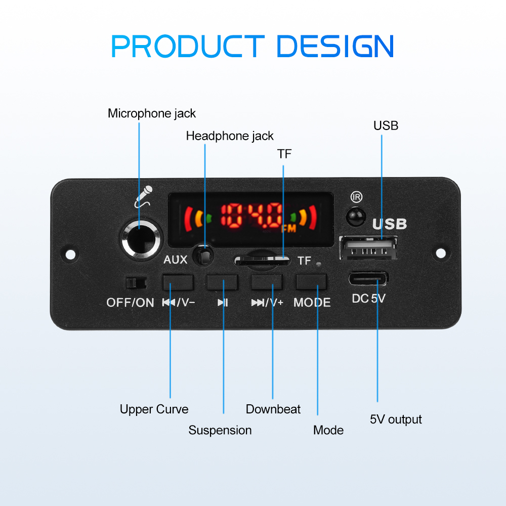 Máy Nghe Nhạc MP3 60W Bluetooth 5.0 Màn Hình Màu Hỗ Trợ USB TF FM Ghi Âm