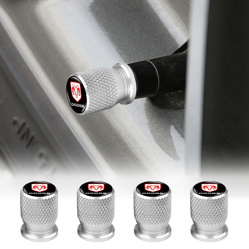 Bộ 4 Nắp Van Bánh Xe Hơi 3D Bằng Hợp Kim Chống Rò Rỉ In Logo Dodge Caliber Journey Ram Durango SRT