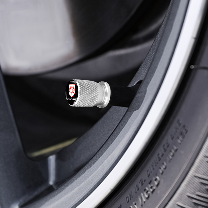 Bộ 4 Nắp Van Bánh Xe Hơi 3D Bằng Hợp Kim Chống Rò Rỉ In Logo Dodge Caliber Journey Ram Durango SRT